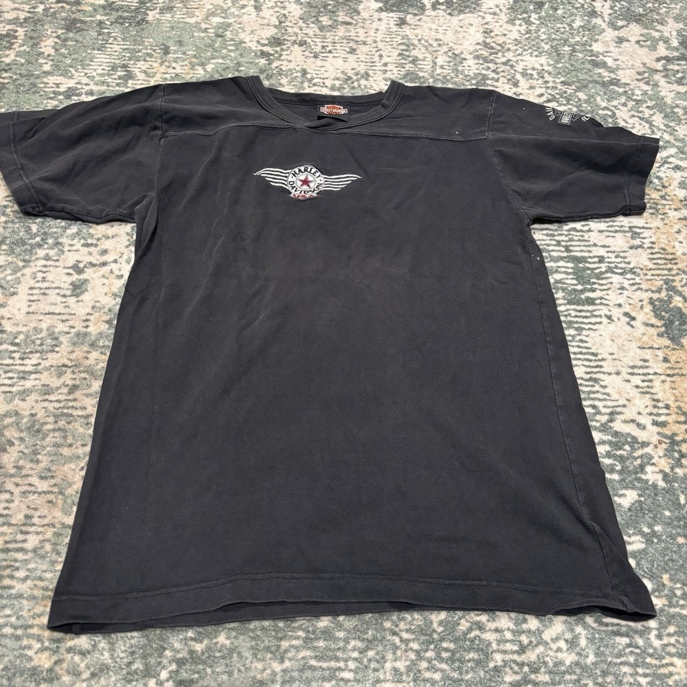 Vintage Y2K Harley Davidson Gainesville FL Center Logo T-Shirt Size L USA Made